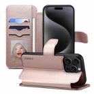 For iPhone 15 Pro Max ESEBLE E1 Nappa Texture MagSafe Holder Leather Phone Case(Rose Gold) - 1