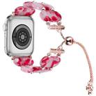For Apple Watch SE 2023 44mm Resin Retractable Chain Watch Band(Rose Red) - 1