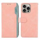 For iPhone 15 Pro Max ABEEL Color Block Magnetic RFID Leather Phone Case(Pink-Cyan) - 1