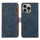 For iPhone 15 Pro Max ABEEL Color Block Magnetic RFID Leather Phone Case(Blue-Brown) - 1