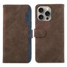 For iPhone 15 Pro Max ABEEL Color Block Magnetic RFID Leather Phone Case(Brown-Blue) - 1