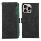 For iPhone 15 Pro ABEEL Color Block Magnetic RFID Leather Phone Case(Black-Green) - 1