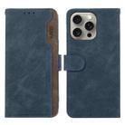 For iPhone 15 Pro ABEEL Color Block Magnetic RFID Leather Phone Case(Blue-Brown) - 1