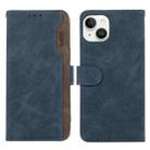 For iPhone 15 Plus ABEEL Color Block Magnetic RFID Leather Phone Case(Blue-Brown) - 1