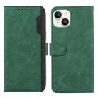 For iPhone 15 Plus ABEEL Color Block Magnetic RFID Leather Phone Case(Green-Black) - 1