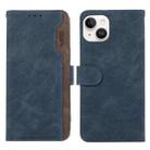 For iPhone 15 ABEEL Color Block Magnetic RFID Leather Phone Case(Blue-Brown) - 1