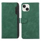 For iPhone 14 Plus ABEEL Color Block Magnetic RFID Leather Phone Case(Green-Black) - 1