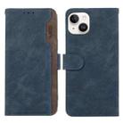 For iPhone 14 ABEEL Color Block Magnetic RFID Leather Phone Case(Blue-Brown) - 1