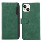 For iPhone 14 ABEEL Color Block Magnetic RFID Leather Phone Case(Green-Black) - 1