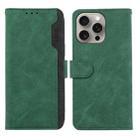 For iPhone 14 Pro ABEEL Color Block Magnetic RFID Leather Phone Case(Green-Black) - 1