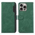 For iPhone 14 Pro Max ABEEL Color Block Magnetic RFID Leather Phone Case(Green-Black) - 1