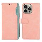 For iPhone 16 Pro Max ABEEL Color Block Magnetic RFID Leather Phone Case(Pink-Cyan) - 1