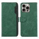 For iPhone 16 Pro Max ABEEL Color Block Magnetic RFID Leather Phone Case(Green-Black) - 1