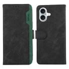 For iPhone 16 Plus ABEEL Color Block Magnetic RFID Leather Phone Case(Black-Green) - 1