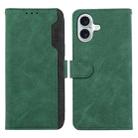 For iPhone 16 Plus ABEEL Color Block Magnetic RFID Leather Phone Case(Green-Black) - 1