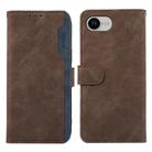 For iPhone 16e ABEEL Color Block Magnetic RFID Leather Phone Case(Brown-Blue) - 1