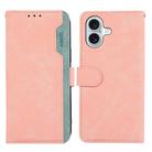 For iPhone 17 ABEEL Color Block Magnetic RFID Leather Phone Case(Pink-Cyan) - 1