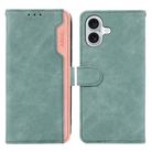 For iPhone 17 ABEEL Color Block Magnetic RFID Leather Phone Case(Cyan-Pink) - 1