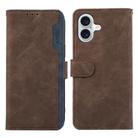 For iPhone 17 ABEEL Color Block Magnetic RFID Leather Phone Case(Brown-Blue) - 1