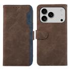 For iPhone 17 Pro Max ABEEL Color Block Magnetic RFID Leather Phone Case(Brown-Blue) - 1