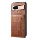 For Google Pixel 8a Crocodile Texture Card Bag Design Full Coverage Phone Case(Brown) - 1