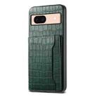 For Google Pixel 8a Crocodile Texture Card Bag Design Full Coverage Phone Case(Green) - 1