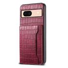 For Google Pixel 8a Crocodile Texture Card Bag Design Full Coverage Phone Case(Red) - 1