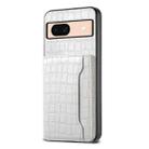 For Google Pixel 8a Crocodile Texture Card Bag Design Full Coverage Phone Case(White) - 1