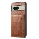 For Google Pixel 8 Crocodile Texture Card Bag Design Full Coverage Phone Case(Brown) - 1