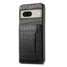 For Google Pixel 8 Crocodile Texture Card Bag Design Full Coverage Phone Case(Black) - 1