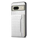 For Google Pixel 8 Crocodile Texture Card Bag Design Full Coverage Phone Case(White) - 1