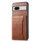 For Google Pixel 7a Crocodile Texture Card Bag Design Full Coverage Phone Case(Brown) - 1