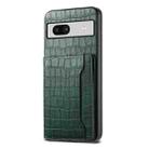 For Google Pixel 7a Crocodile Texture Card Bag Design Full Coverage Phone Case(Green) - 1