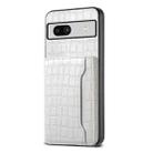 For Google Pixel 7a Crocodile Texture Card Bag Design Full Coverage Phone Case(White) - 1
