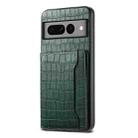 For Google Pixel 7 Pro 5G Crocodile Texture Card Bag Design Full Coverage Phone Case(Green) - 1