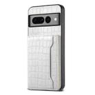 For Google Pixel 7 Pro 5G Crocodile Texture Card Bag Design Full Coverage Phone Case(White) - 1