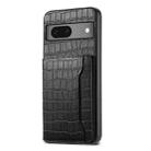 For Google Pixel 7 5G Crocodile Texture Card Bag Design Full Coverage Phone Case(Black) - 1