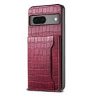For Google Pixel 7 5G Crocodile Texture Card Bag Design Full Coverage Phone Case(Red) - 1