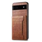 For Google Pixel 6a Crocodile Texture Card Bag Design Full Coverage Phone Case(Brown) - 1