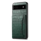 For Google Pixel 6a Crocodile Texture Card Bag Design Full Coverage Phone Case(Green) - 1