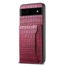 For Google Pixel 6a Crocodile Texture Card Bag Design Full Coverage Phone Case(Red) - 1