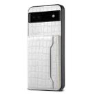 For Google Pixel 6a Crocodile Texture Card Bag Design Full Coverage Phone Case(White) - 1