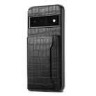 For Google Pixel 6 Pro Crocodile Texture Card Bag Design Full Coverage Phone Case(Black) - 1