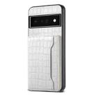 For Google Pixel 6 Pro Crocodile Texture Card Bag Design Full Coverage Phone Case(White) - 1