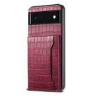 For Google Pixel 6 Crocodile Texture Card Bag Design Full Coverage Phone Case(Red) - 1