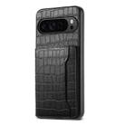 For Google Pixel 10 Pro / 10 Crocodile Texture Card Bag Design Full Coverage Phone Case(Black) - 1