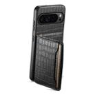 For Google Pixel 10 Pro / 10 Crocodile Texture Card Bag Design Full Coverage Phone Case(Black) - 2