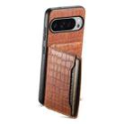 For Google Pixel 10 Pro XL Crocodile Texture Card Bag Design Full Coverage Phone Case(Brown) - 2