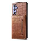 For Samsung Galaxy A55 5G Crocodile Texture Card Bag Design Full Coverage Phone Case(Brown) - 1