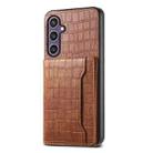 For Samsung Galaxy S24+ 5G Crocodile Texture Card Bag Design Full Coverage Phone Case(Brown) - 1